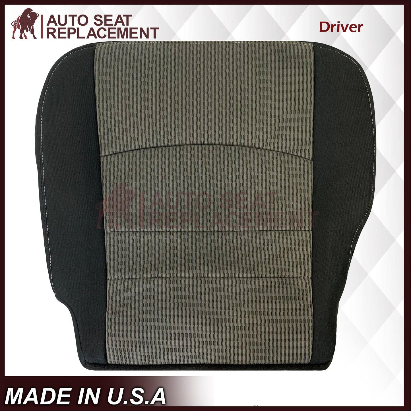 2009-2012 Dodge Ram SLT Front Bottom Replacement Cloth Seat Cover In Dark Gray
