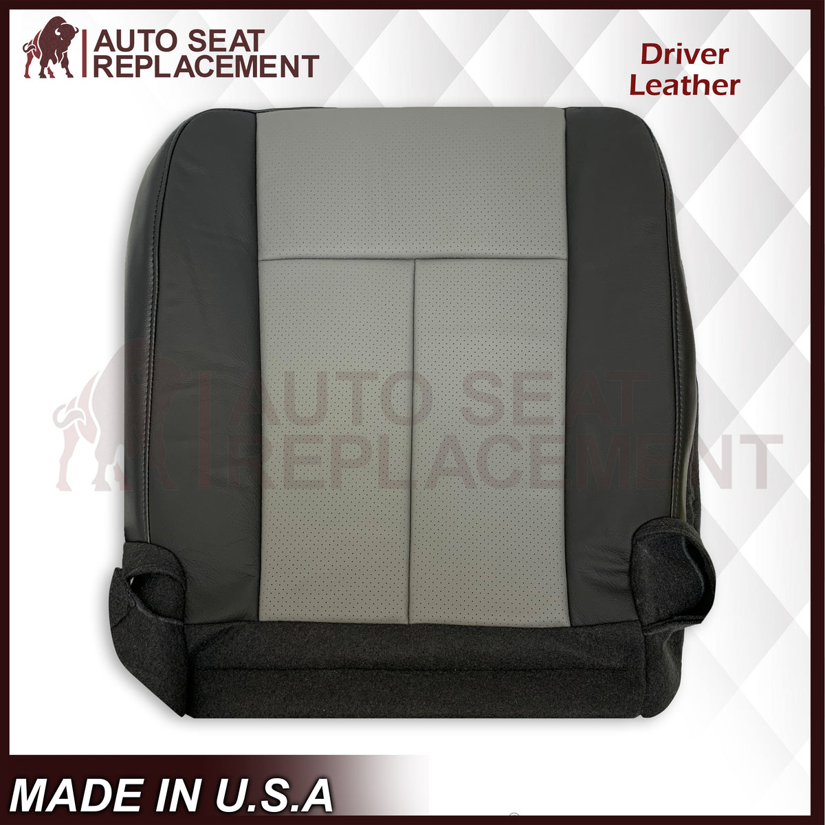 2007 2008 Ford Expedition Eddie Bauer Driver Or Passenger Side Bottom Seat Cover In 2 Tone (Gray - Black)