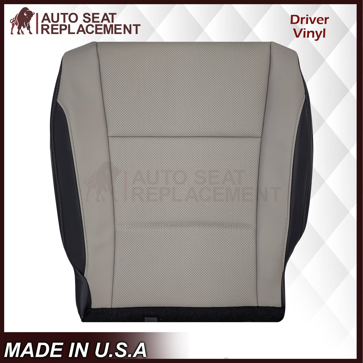 2016-2022 Lexus RX350 RX450h Replacement Perforated Synthetic Leather Seat Cover: 2-Tone Gray & Black