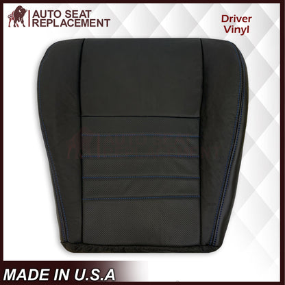 1999-2004 Ford Mustang GT Convertible Custom Blue Stitching Front & Second Row Seat Covers in Dark Charcoal Black: Choose From Variation