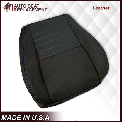 1999-2004 Ford Mustang GT Convertible Custom Blue Stitching Front & Second Row Seat Covers in Dark Charcoal Black: Choose From Variation
