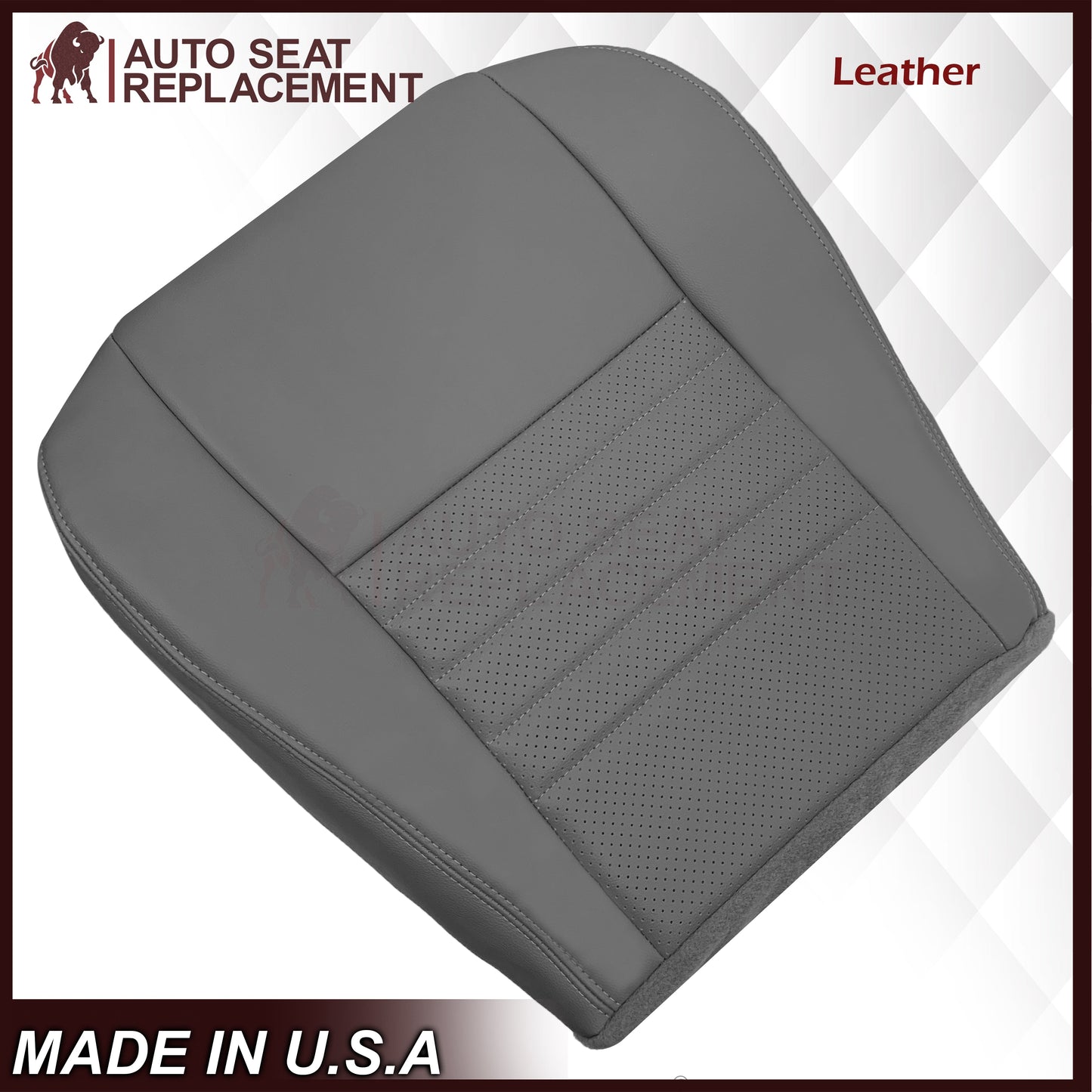 1999-2004 Ford Mustang GT V8 Replacement Cowhide Leather OR Synthetic Leather Seat Cover: Gray, Perforated