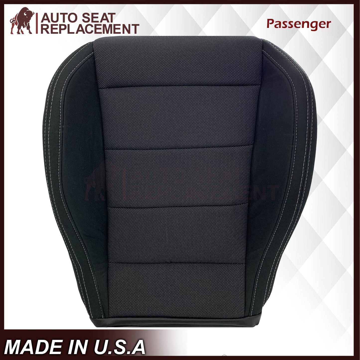 2015-2023 Ford Mustang GT Coupe V6 V8 Cloth (Fabric) Replacement Bottom Seat Covers In Black: Choose Your Side
