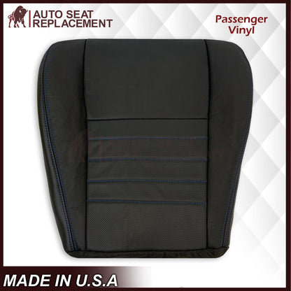 1999-2004 Ford Mustang GT Convertible Custom Blue Stitching Front & Second Row Seat Covers in Dark Charcoal Black: Choose From Variation