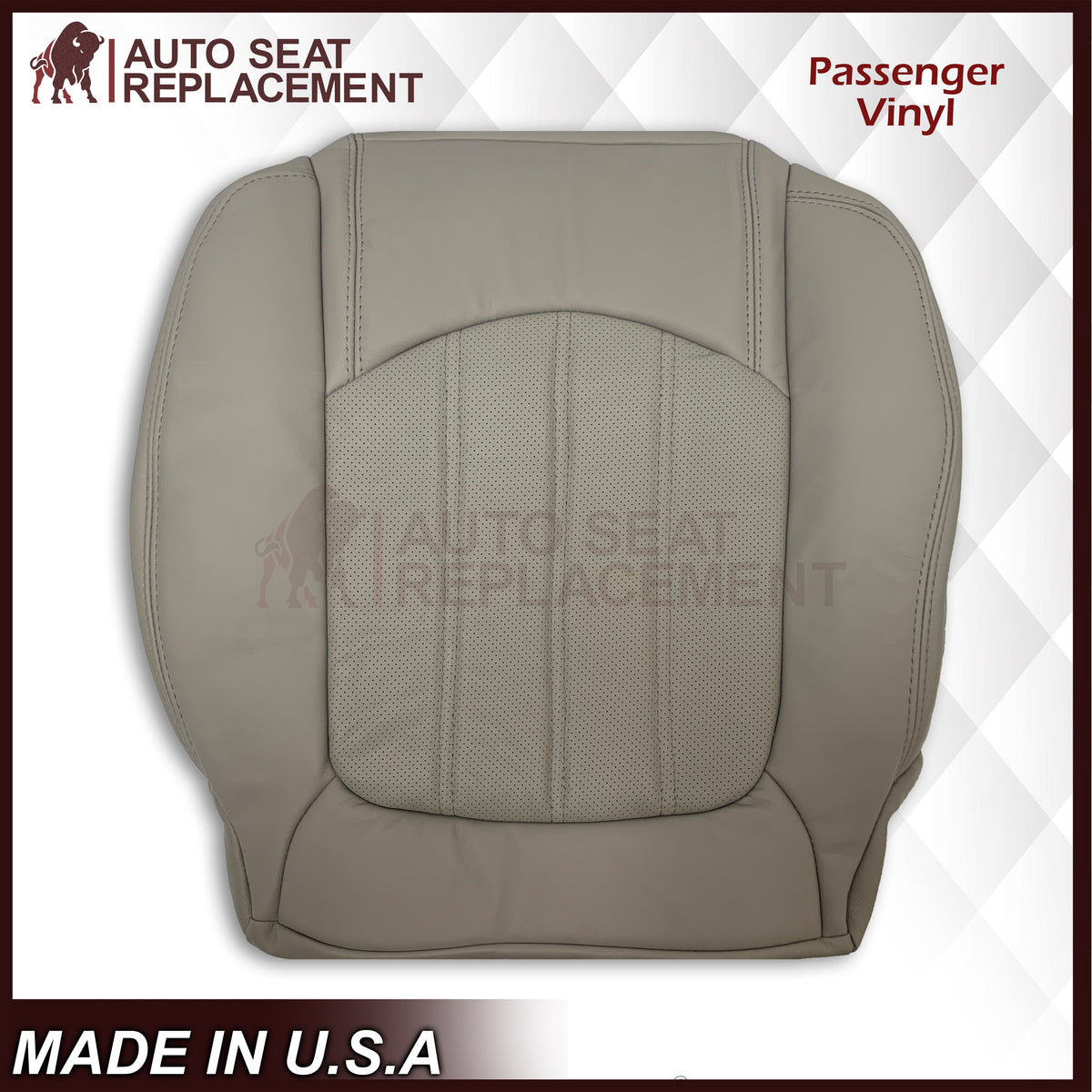 2008-2012 Buick Enclave Driver or Passenger Bottom Perforated Seat Cover in Gray: Choose Leather or Vinyl