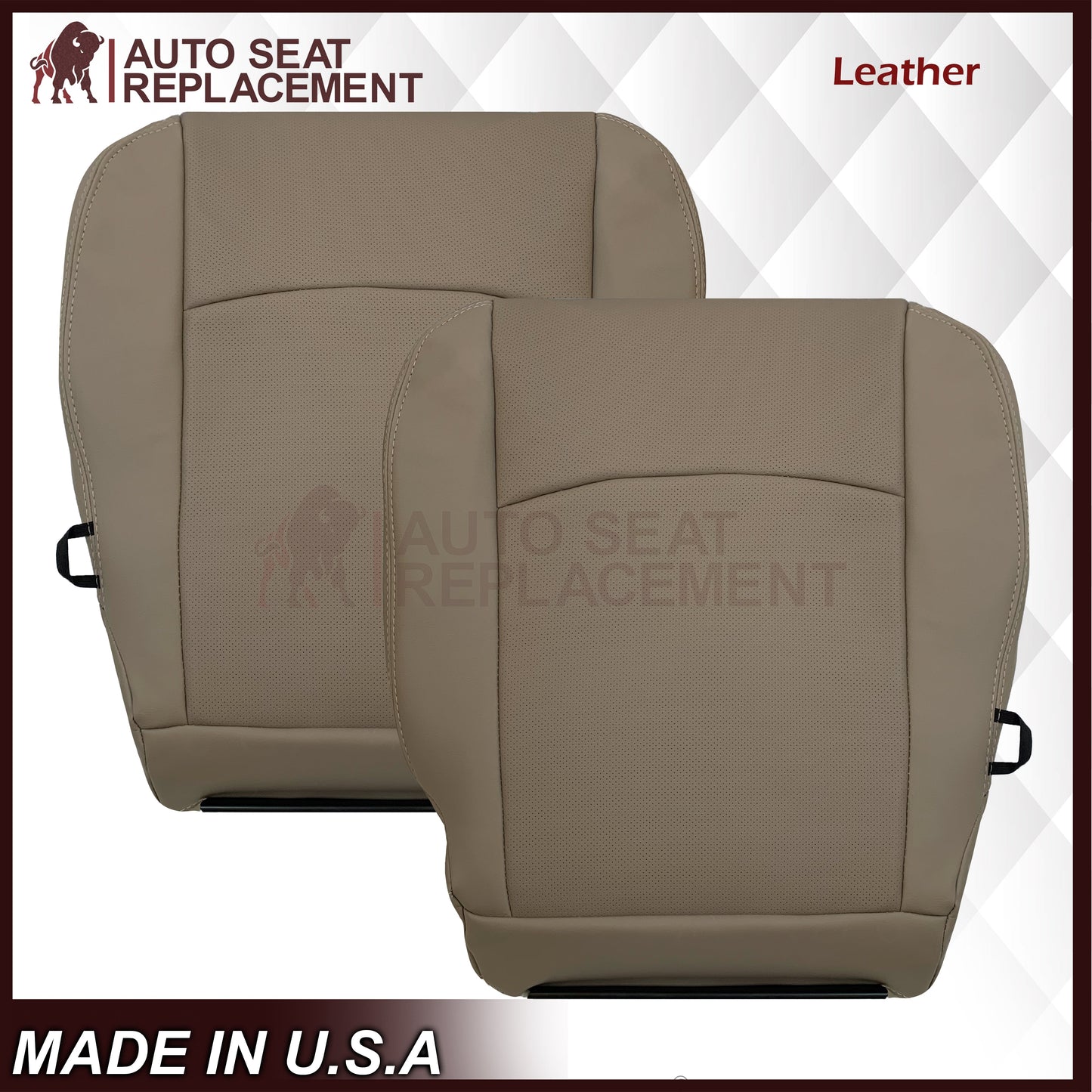 2009 - 2012 Dodge Ram 1500 2500 3500 Laramie Replacement Seat Cover in Light Pebble “Tan" With Perforated Inserts: Choose From Variants