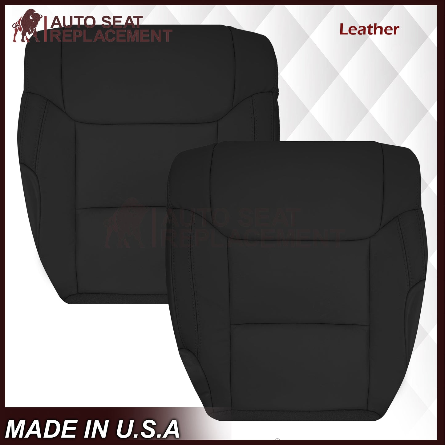 2014-2021 Toyota Tundra Driver OR Passenger Side Replacement Leather OR Synthetic Leather Seat Cover: Black