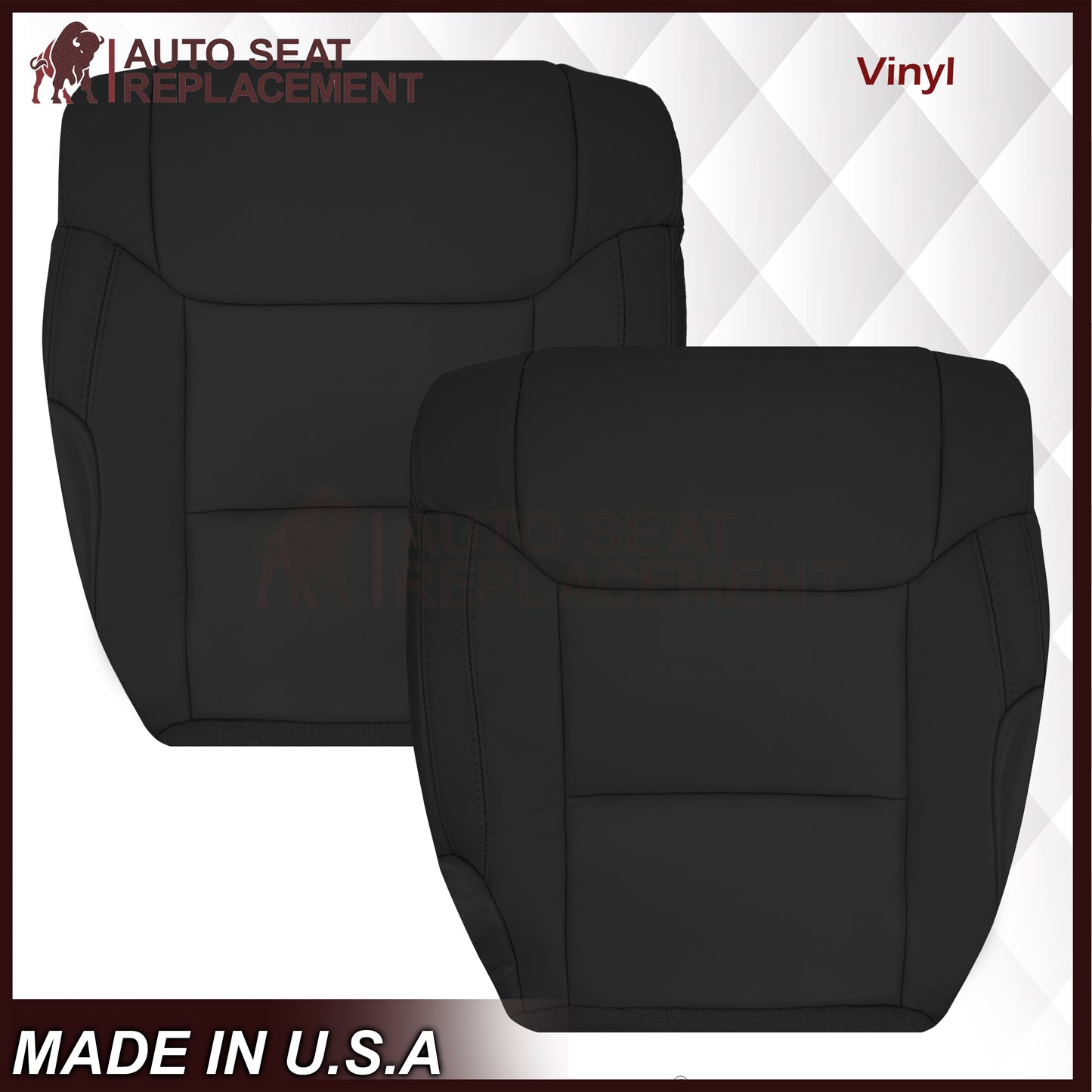 2014-2021 Toyota Tundra Driver OR Passenger Side Replacement Leather OR Synthetic Leather Seat Cover: Black