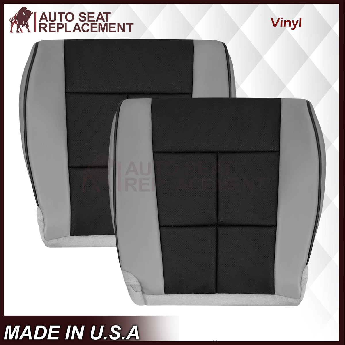 2007 - 2014 Lincoln Navigator Bottom Seat Cover in 2 Tone Gray & Black Leather or Vinyl