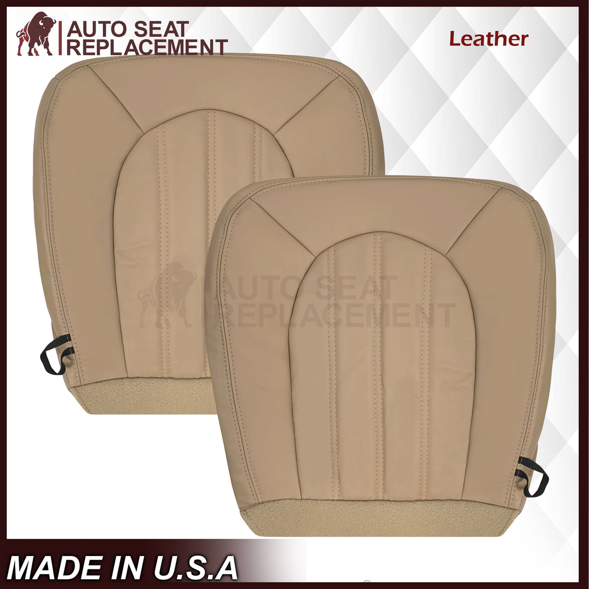 2006 - 2011 Buick Lucerne Driver or Passenger Bottom Perforated Seat Cover In Light Cashmere Tan: Choose Leather or Vinyl