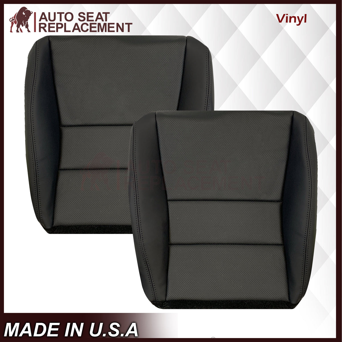 2005 - 2008 Acura TL Driver Or Passenger Replacement Genuine Leather or Synthetic Leather Seat Covers: Perforated Black