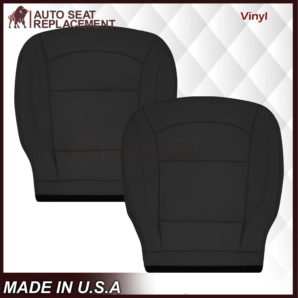 2016-2019 Ford Explorer Limited Replacement Leather or Synthetic Leather Seat Cover:  Ebony Black Perforated
