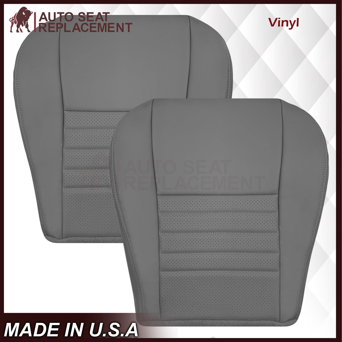 1999-2004 Ford Mustang GT V8 Replacement Cowhide Leather OR Synthetic Leather Seat Cover: Gray, Perforated