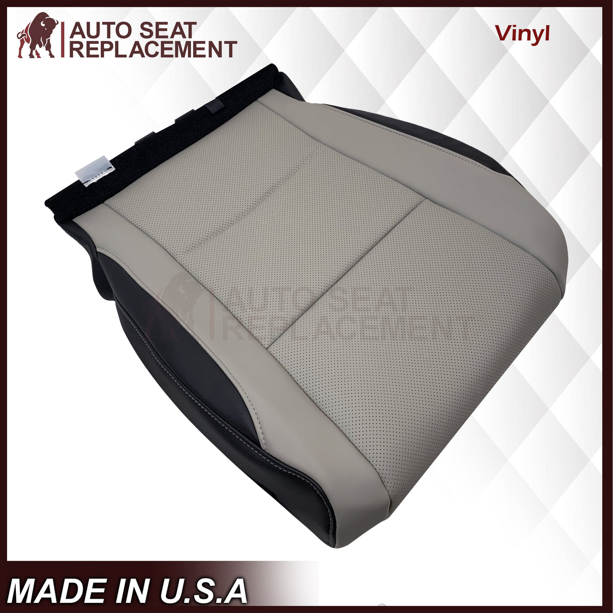 2016-2022 Lexus RX350 RX450h Replacement Perforated Synthetic Leather Seat Cover: 2-Tone Gray & Black
