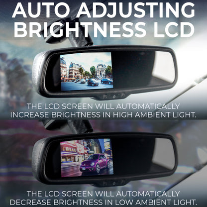 Master Tailgaters 10.5" Rear View Mirror with 4.3" LCD Screen | Rearview Universal Fit Mount | Auto Adjusting Brightness LCD | Anti Glare | Full Original Mirror Replacement | Easy to Install