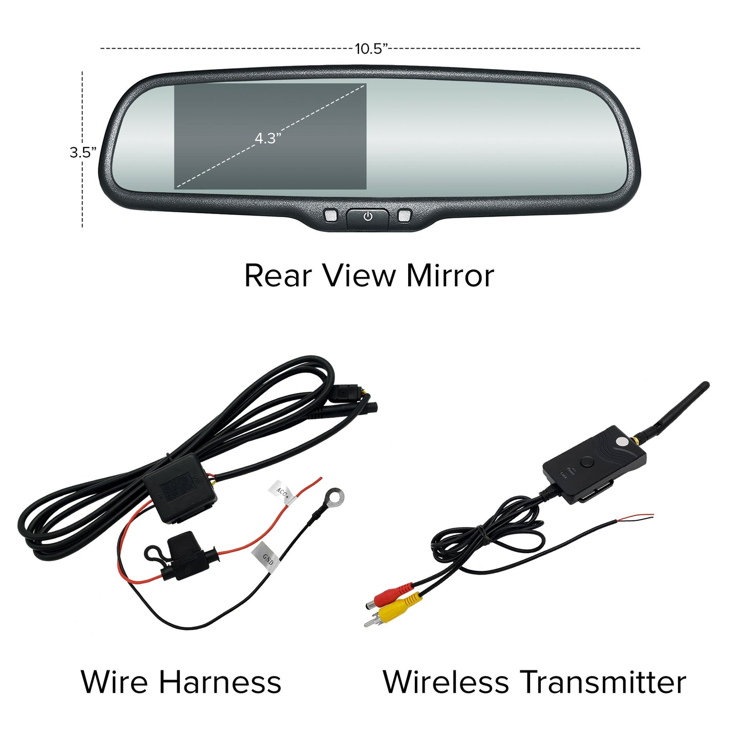 Master Tailgaters 10.5" Rear View Mirror with 4.3" LCD Screen and Wireless Transmitter | Rearview Universal Fit | Auto Adjusting Brightness LCD | Anti Glare | Full Mirror Replacement