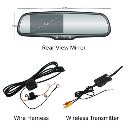 Master Tailgaters 10.5" Rear View Mirror with 4.3" LCD Screen and Wireless Transmitter | Rearview Universal Fit | Auto Adjusting Brightness LCD | Anti Glare | Full Mirror Replacement