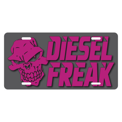 Diesel Freak Burnt Stacked License Plate: Edgy Skull Font Design