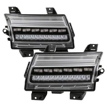 Spyder Jeep Wrangler 2018-2019 (Halogen Model Only) LED Front Bumper Lights - Seq. Signal - Black 5086785