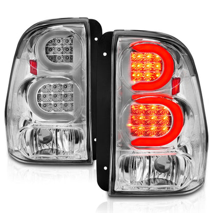 ANZO 2002-2009 Chevrolet Trailblazer LED Tail Lights w/ Light Bar Chrome Housing Clear Lens 311373