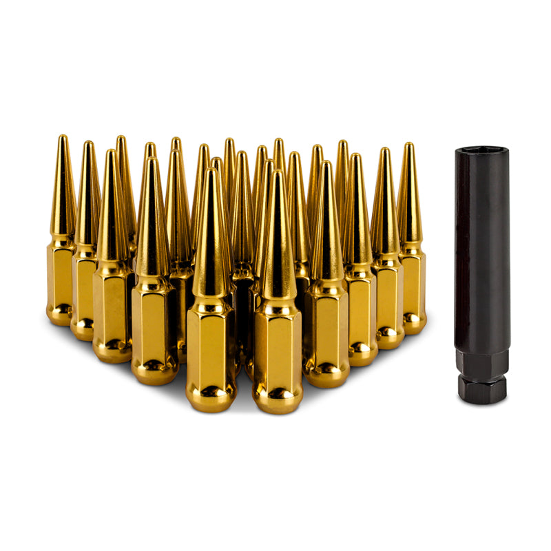 Mishimoto Steel Spiked Lug Nuts M14 x 1.5 24pc Set Gold