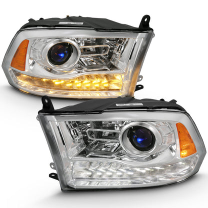 ANZO 2009-2018 Dodge Ram 1500 Projector Plank Style Switchback H.L Halo Chrome Amber (OE Style) 111440