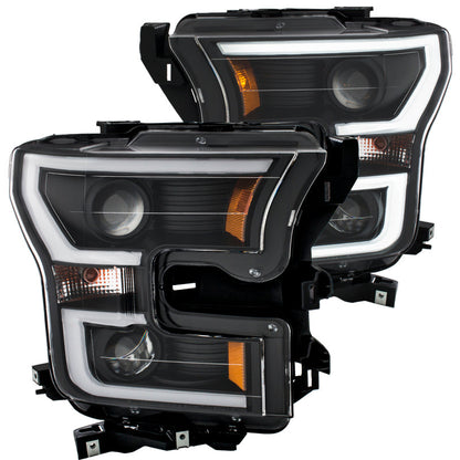 Anzo 2015-2016 Ford F-150 Projector Headlights w/ Plank Style Design Black
