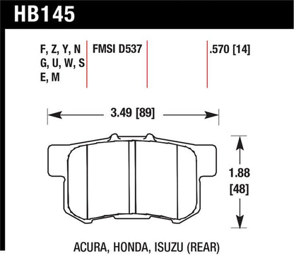 Hawk 06+ Civic Si Ceramic Street Rear Brake Pads