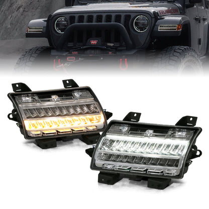 ANZO 18-19 Jeep Wrangler JL Halogen Chrome Clear w/ Sequential Signal 511083