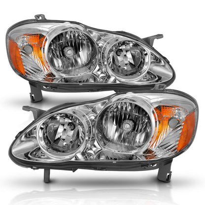 ANZO 2005-2008 Toyota Corolla Crystal Headlight Chrome Amber 121540