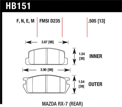 Hawk 81-85 Mazda RX-7 Blue 9012 Rear Race Brake Pads