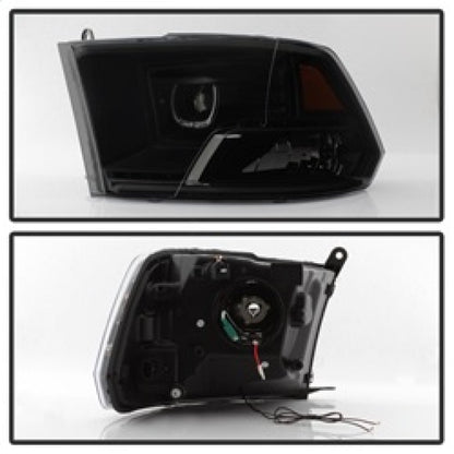 SPYDER xTune Dodge Ram 2009-2014 Halo LED Projector Headlights - Black Smoke PRO-JH-DR09-CFB-BSM 9036736