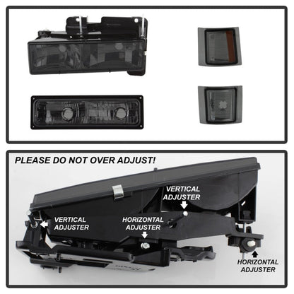 SPYDER Xtune Chevy Suburban 94-98 Headlights w/ Corner & Parking Lights 8pcs Smoked HD-JH-CCK88-AM-SM-SET 5072238
