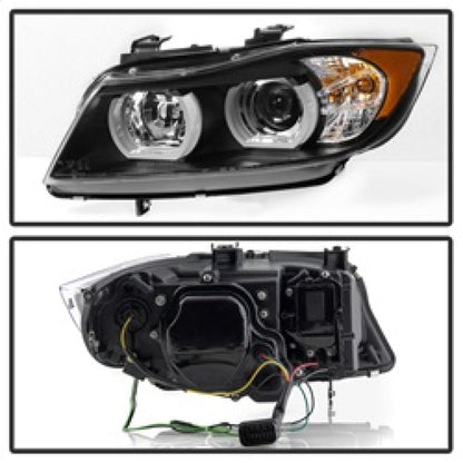 Spyder BMW E90 3-Series 06-08 4DR Headlights - Halogen Model Only - Black PRO-YD-BMWE9005V2-AM-BK 5083432