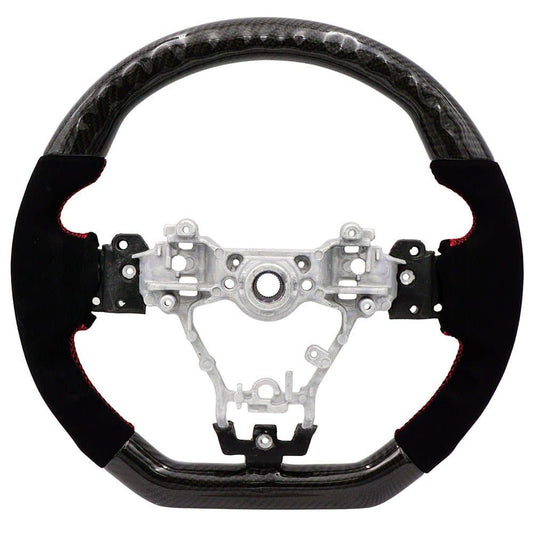 BLOX Racing Carbon/Alcantara Steering Wheel Red Stitching - 15-21 WRX/STi