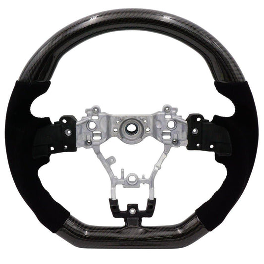 BLOX Racing Carbon/Alcantara Steering Wheel Black Stitching - 15-21 WRX/STi