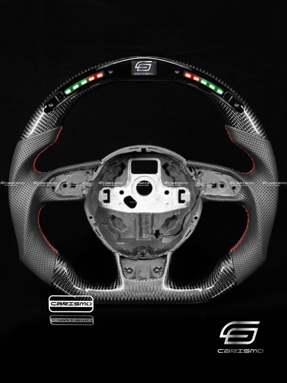 Carismo Steering Wheel For Audi (B8.5 Wheel) - Classic RPM LED - Gloss Carbon - Perforated Leather