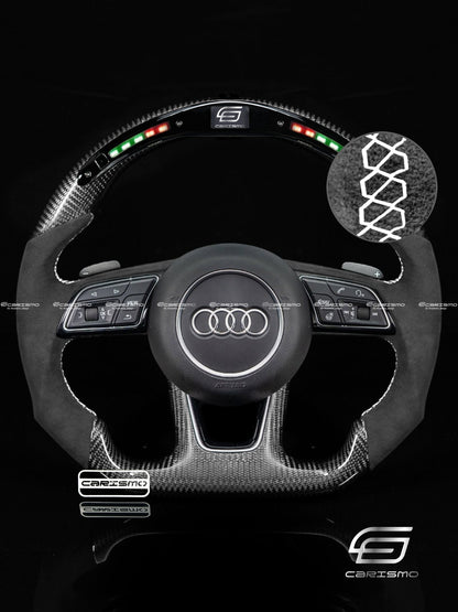 Carismo Steering Wheel For Audi (B9 Wheel) - Classic RPM LED - Gloss Carbon - Alcantara