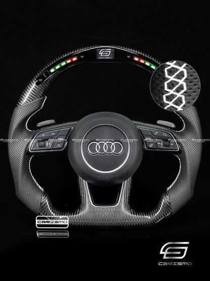 Carismo Steering Wheel For Audi (B9 Wheel) - Classic RPM LED - Gloss Carbon - Perforated Leather