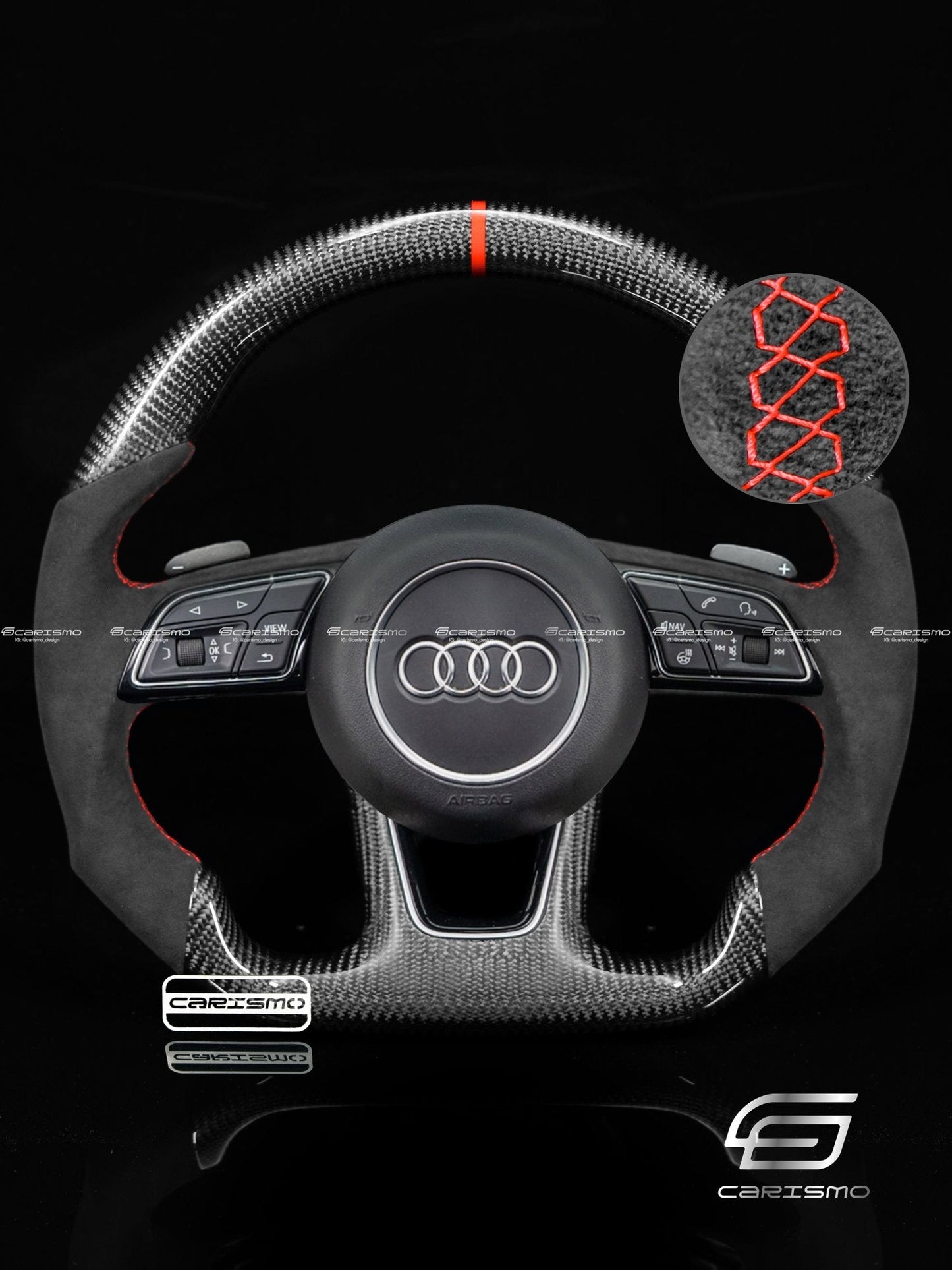 Carismo Steering Wheel For Audi (B9 Wheel) - Sport - Gloss Carbon - Alcantara