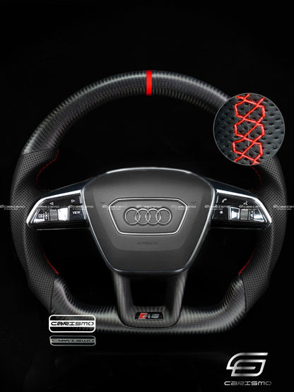 Carismo Steering Wheel For Audi (C8 Wheel) - Sport - Matte Carbon - Perforated Leather