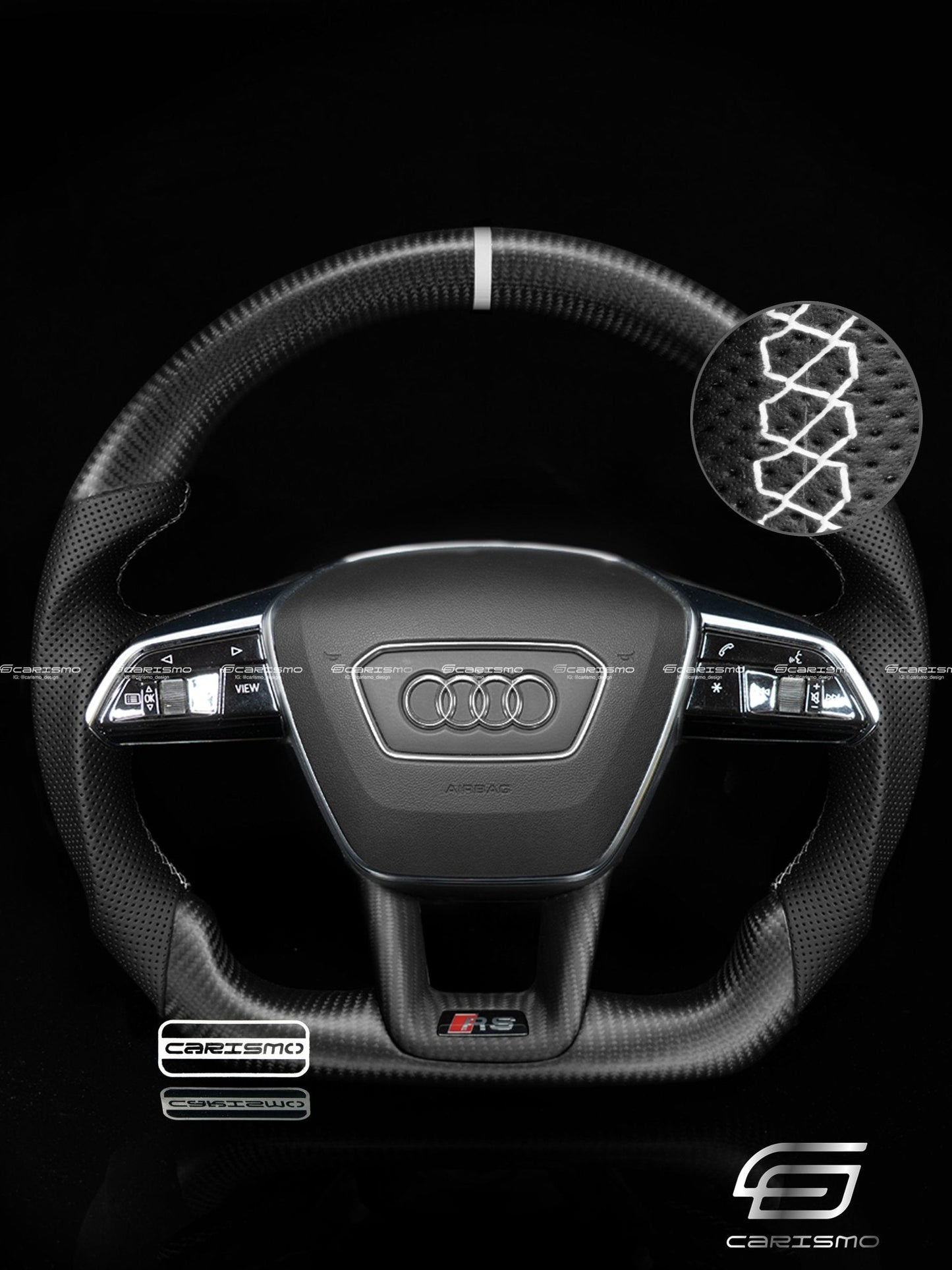 Carismo Steering Wheel For Audi (C8 Wheel) - Sport - Matte Carbon - Perforated Leather