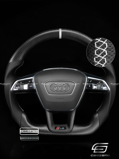 Carismo Steering Wheel For Audi (C8 Wheel) - Sport - Matte Carbon - Perforated Leather