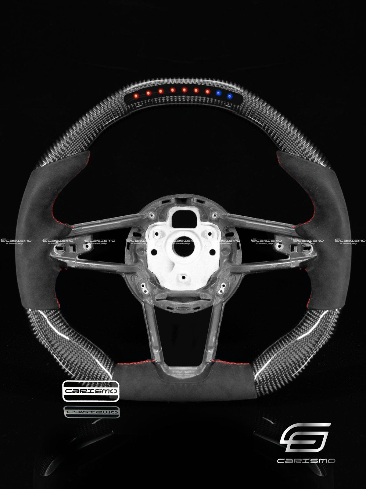 Carismo Steering Wheel For Audi R8 (Gen 2) - Sequential RPM LED - Gloss Carbon - Alcantara