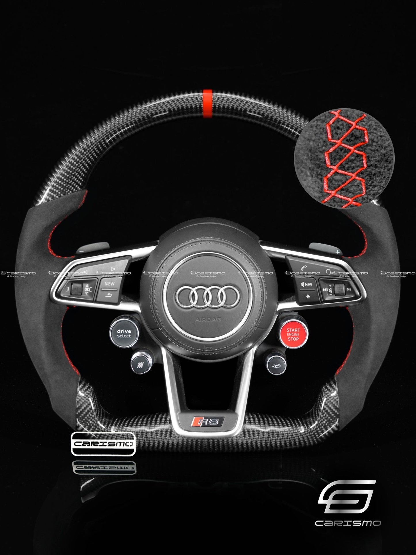 Carismo Steering Wheel For Audi R8 (Gen 2) - Sport - Gloss Carbon - Alcantara