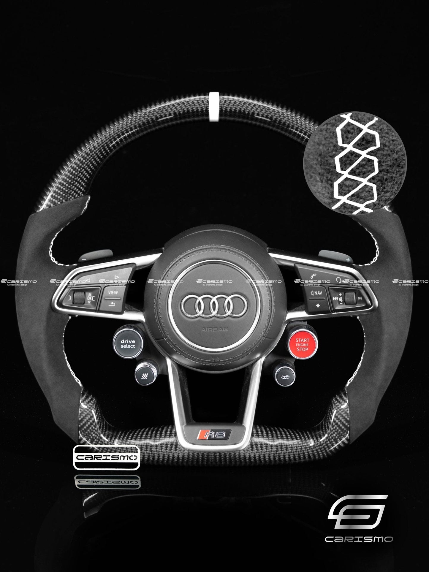 Carismo Steering Wheel For Audi R8 (Gen 2) - Sport - Gloss Carbon - Alcantara