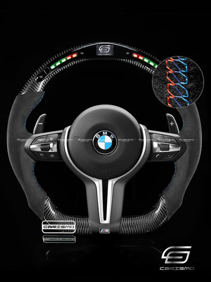Carismo Steering Wheel For BMW F-Series (M Performance Wheel) - Classic RPM LED - Gloss Carbon - Alcantara