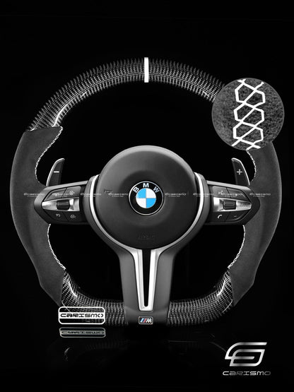 Carismo Steering Wheel For BMW F-Series (M Performance Wheel) - Sport - Gloss Carbon - Alcantara