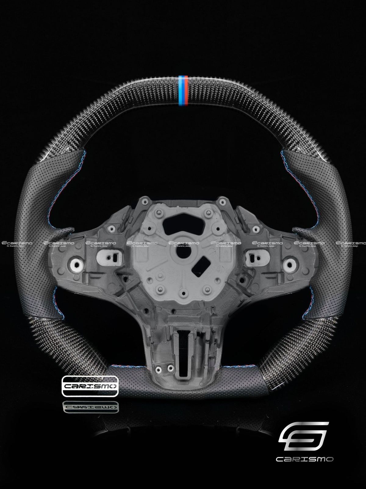 Carismo Steering Wheel For BMW G-Series (M Performance Wheels) - Signature - Gloss Carbon - Perforated Leather