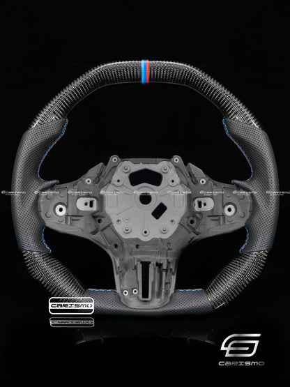 Carismo Steering Wheel For BMW G-Series (M Performance Wheels) - Signature - Gloss Carbon - Perforated Leather